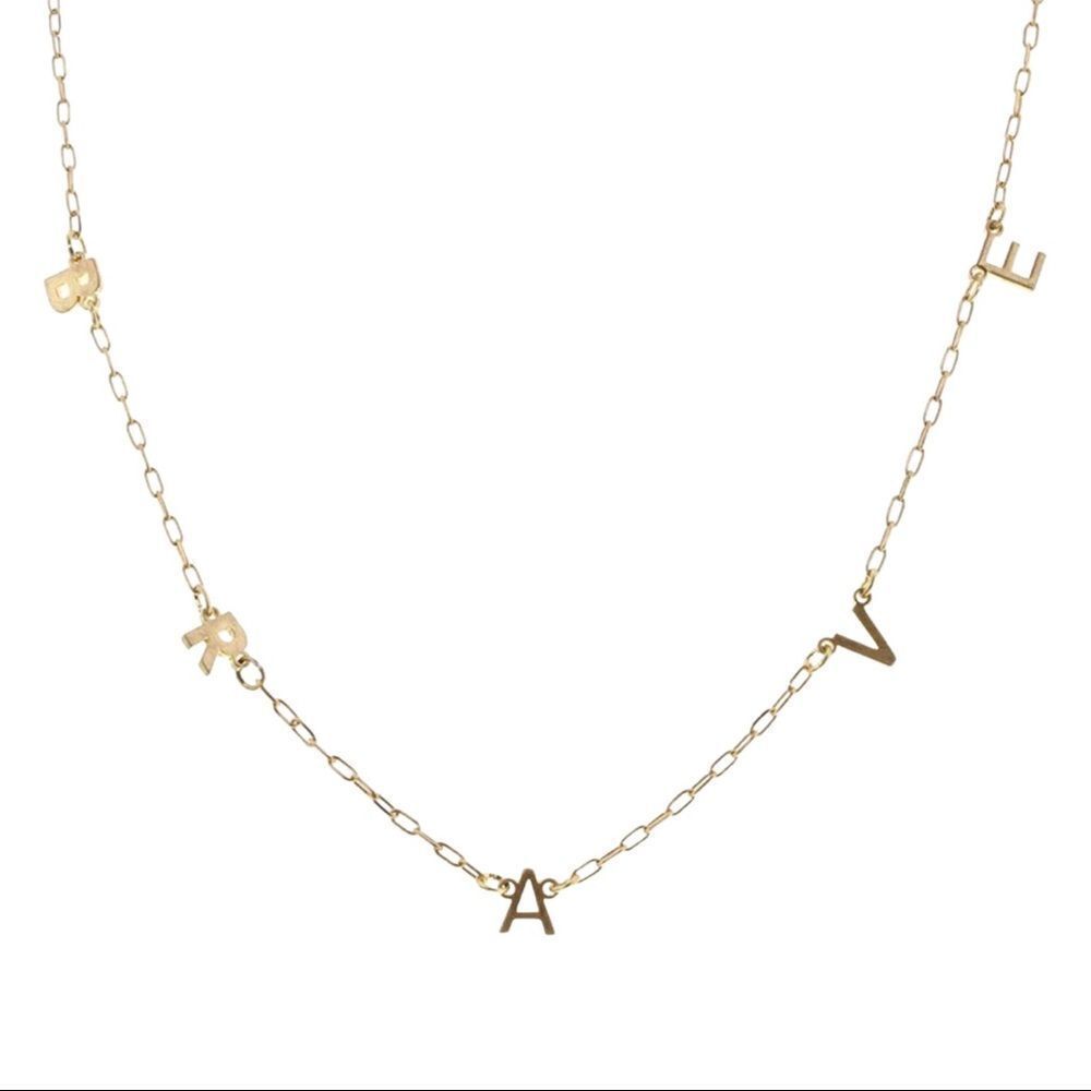 Jane Marie 16" Gold Brave Letter Station, Gold Chain Necklace, NWT